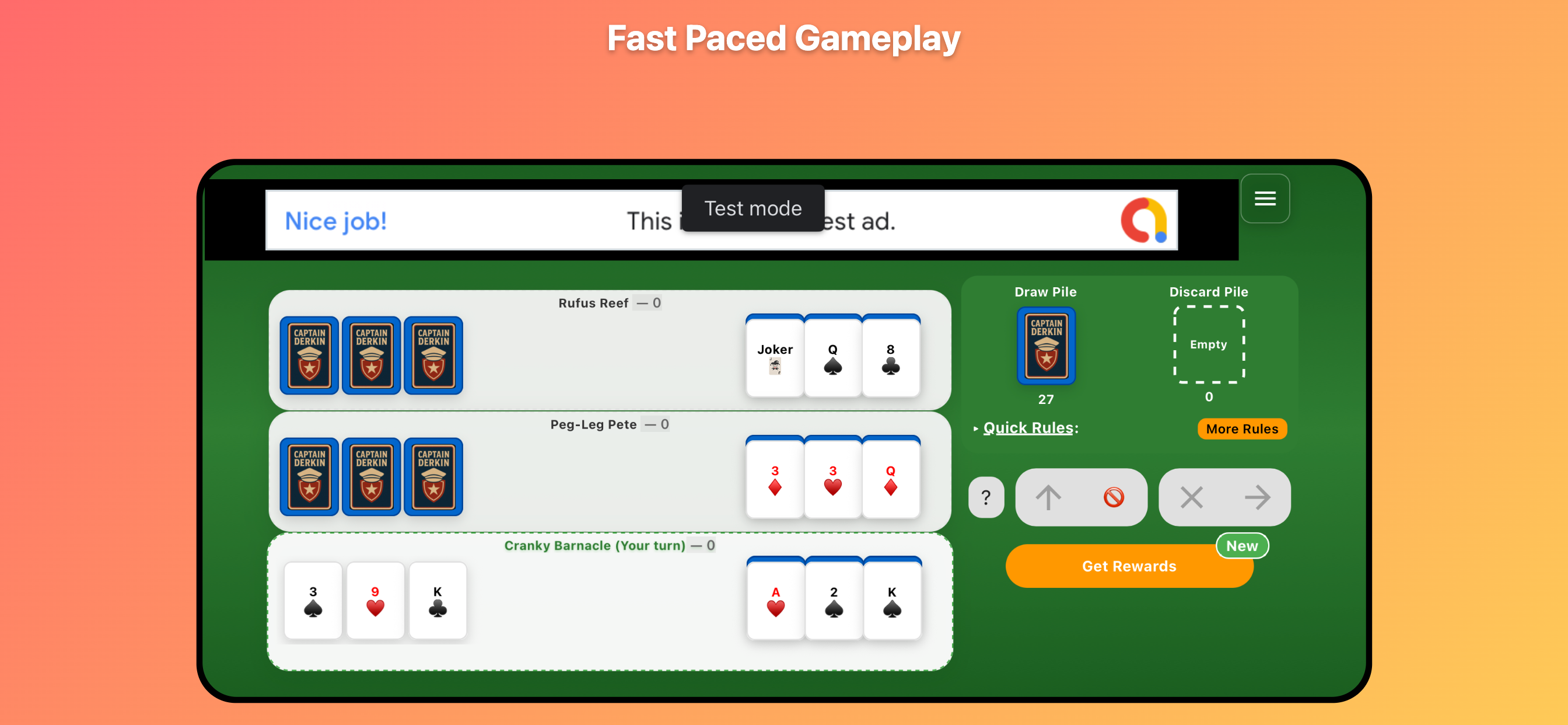 Captain Derkin special cards demonstration on iOS